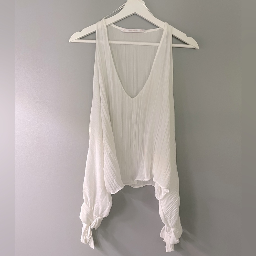 Zara trafaluc collection blouse white cutout shirt - size xs